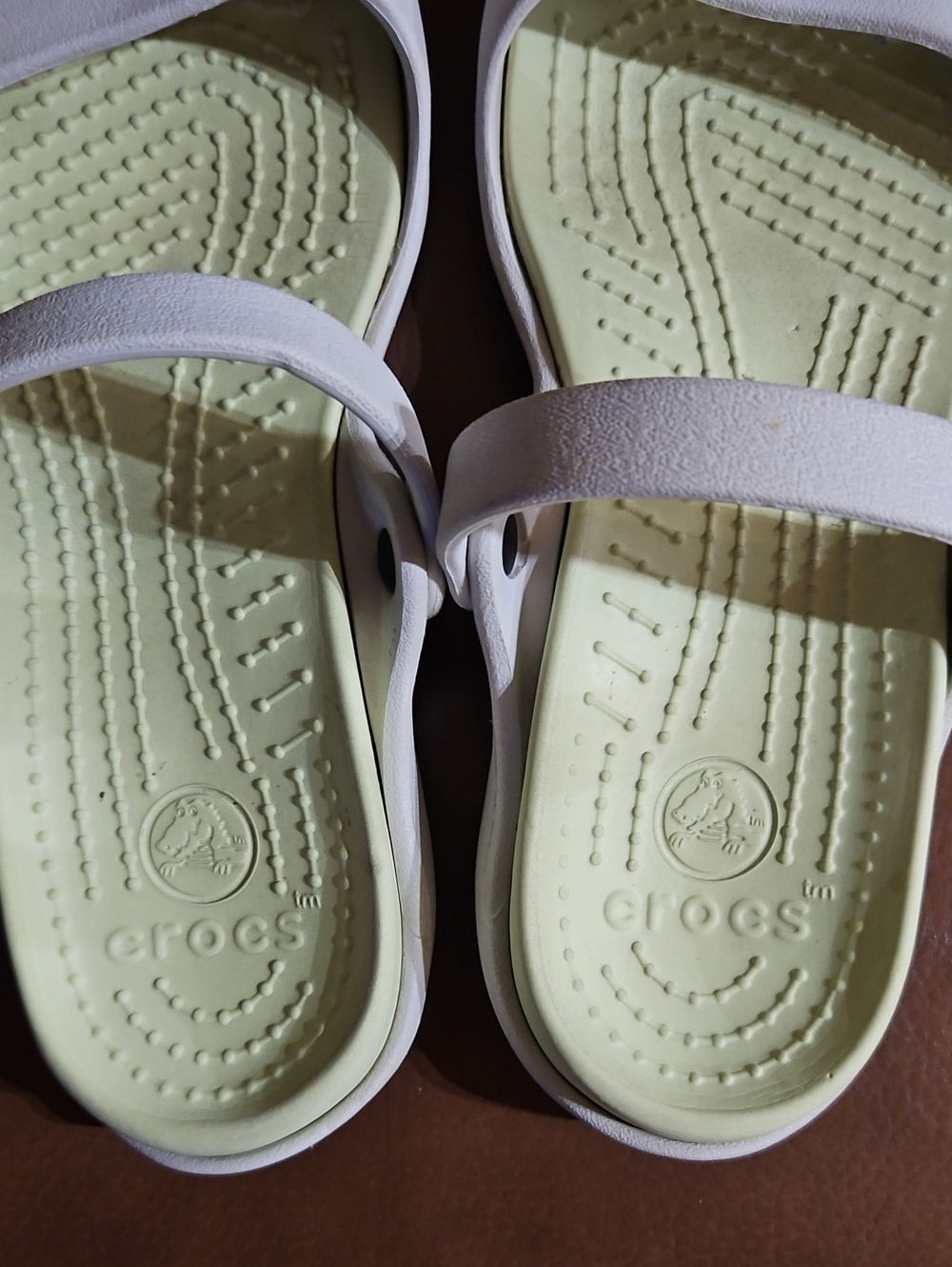 Crocs Cleo Slip On Slides Sandals Shoes Light Gray Green - Picture 4 of 5